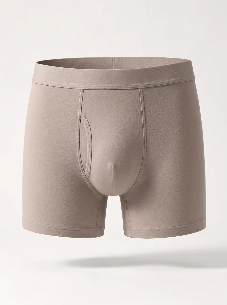 Men's Solid Taupe Minimalist Cotton Boxer Briefs