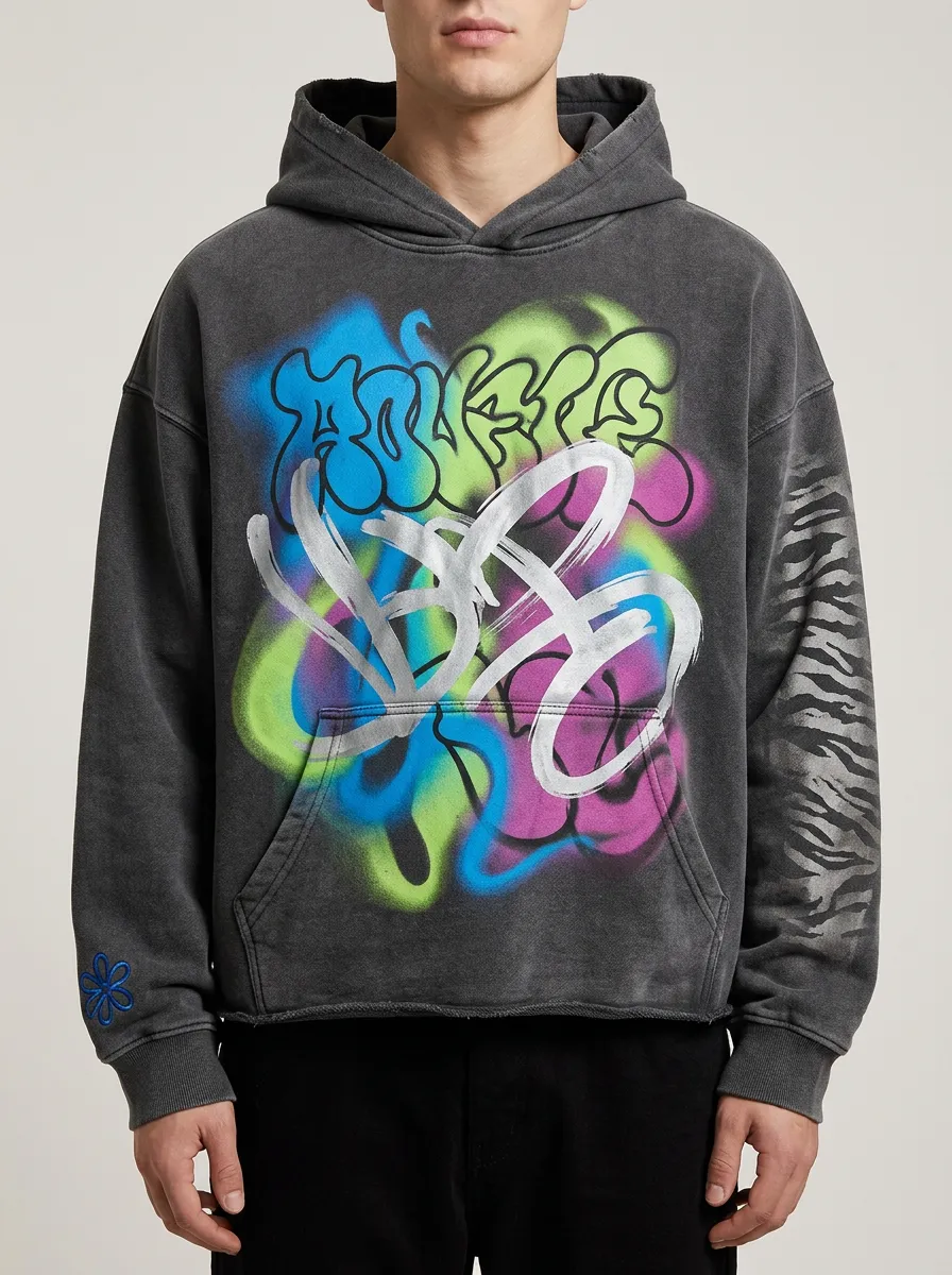 Unisex Streetwear Graffiti Art Tiger Stripe Graphic Hoodie