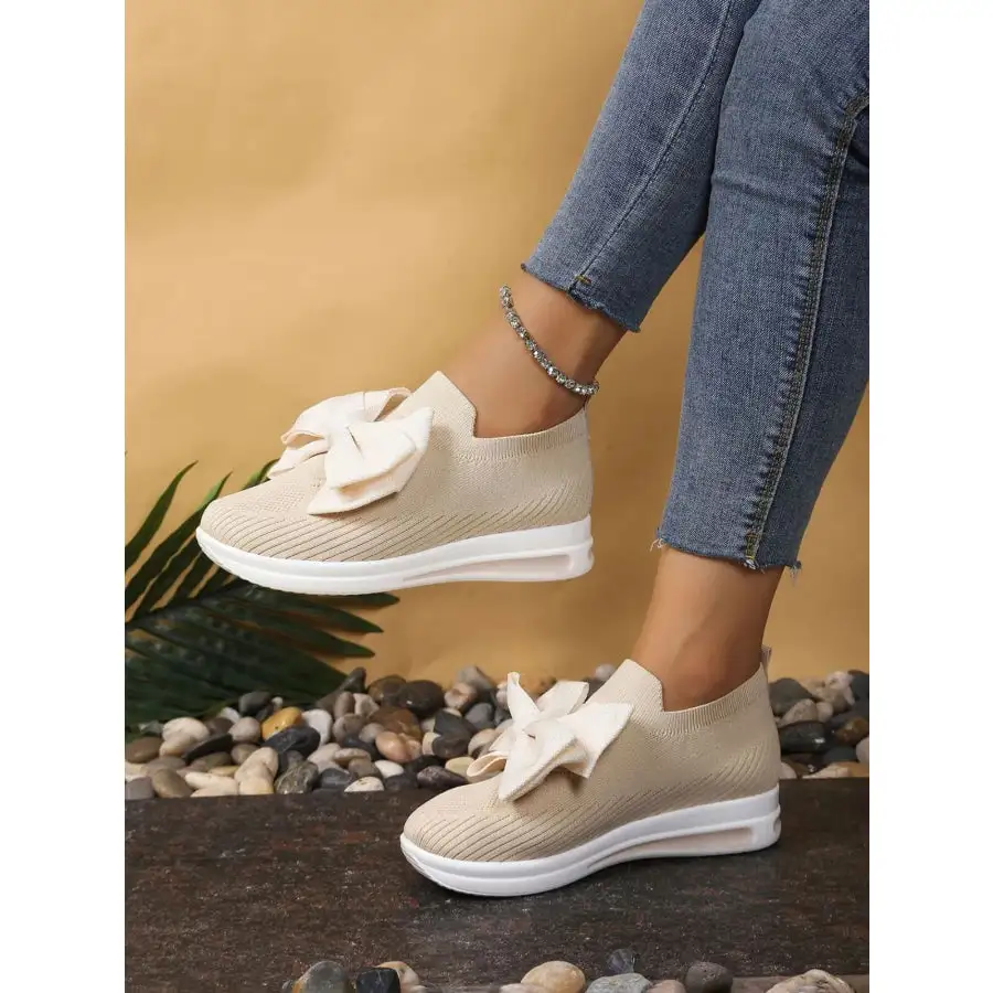Bow Tie Knit Slip On Sneakers