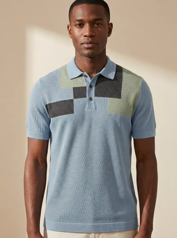Classic Geometric Colorblock Men's Polo Shirt