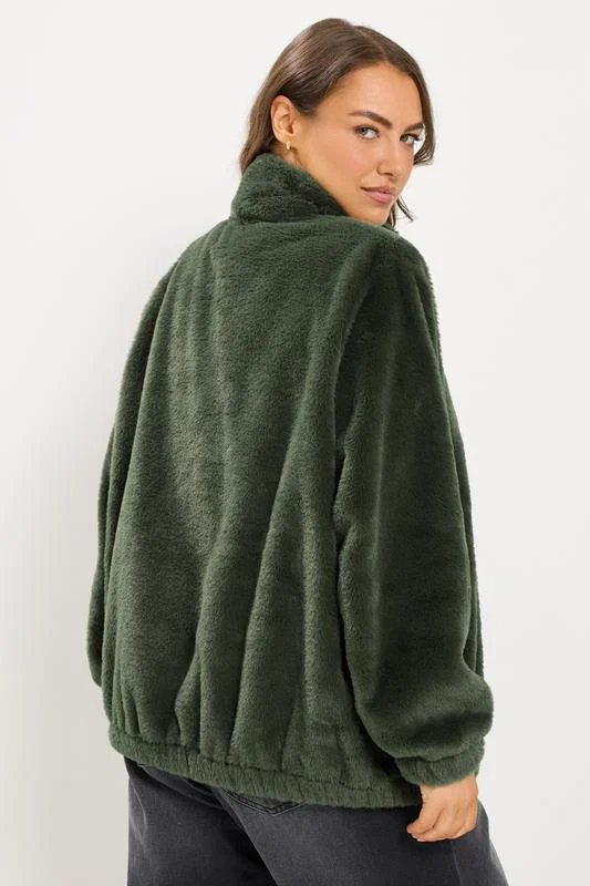 Khaki Green Funnel Neck Fleece detail 2