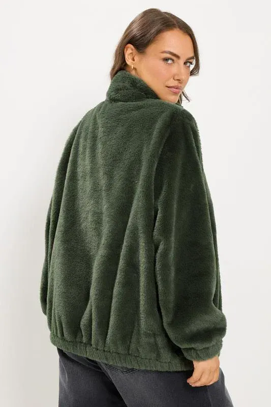 Khaki Green Funnel Neck Fleece