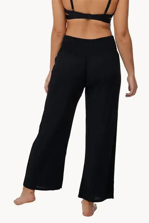 Smocked Waist Full Length Pants