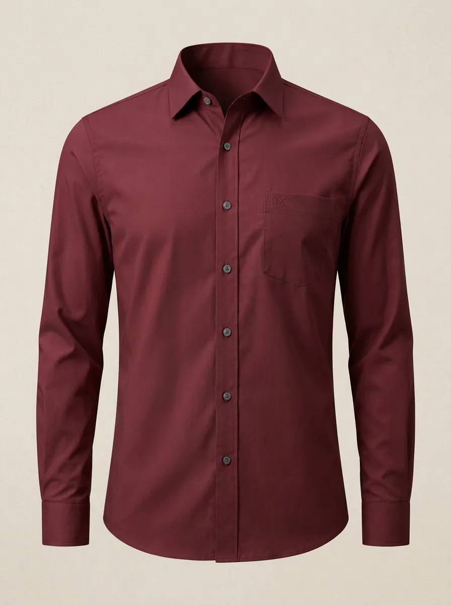 Men's Harbor Non-Iron Cotton Embroidered Accent Long Sleeve Shirt