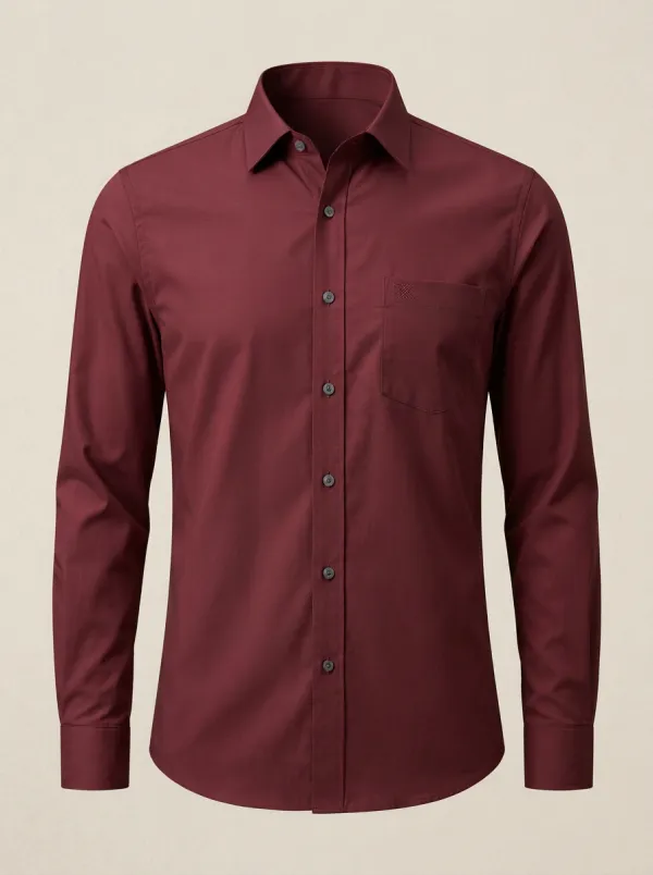 Men's Harbor Non-Iron Cotton Embroidered Accent Long Sleeve Shirt