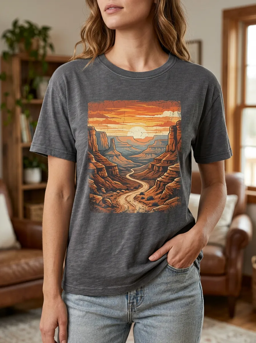 Women's Wilderness Nature Lover Grand Canyon Sunset Crew Neck T-Shirt