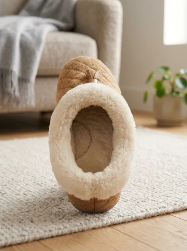 Classic Quilted Faux Fur Lined Finish Unisex Warm Wool Shoes