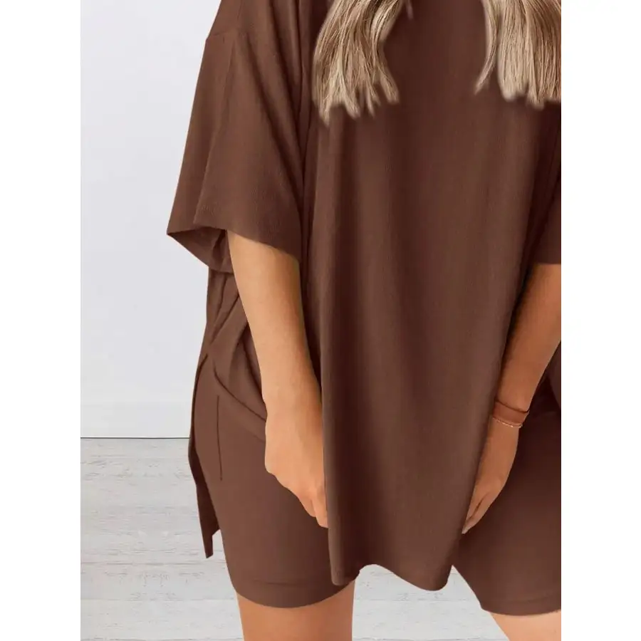 Oversized Round Neck Top and Shorts Set