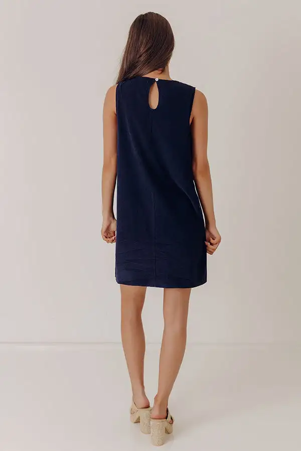 Embroidered Floral Round Neck Sleeveless Relaxed Mini Dress