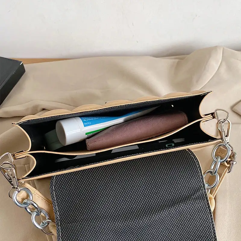 Edgy Quilted Black Chain Crossbody Bag