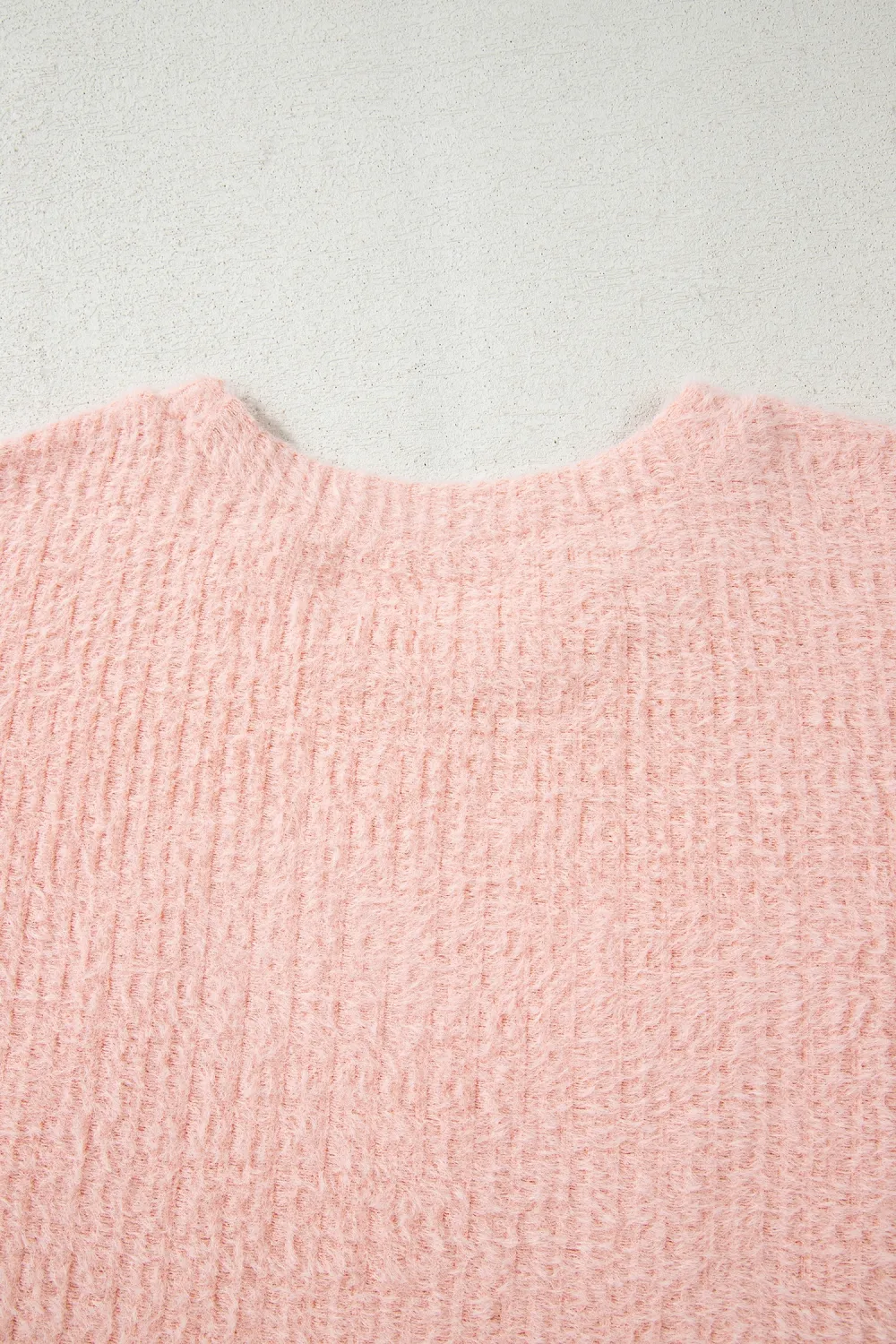 Light Pink Fuzzy Ribbed Texture Top