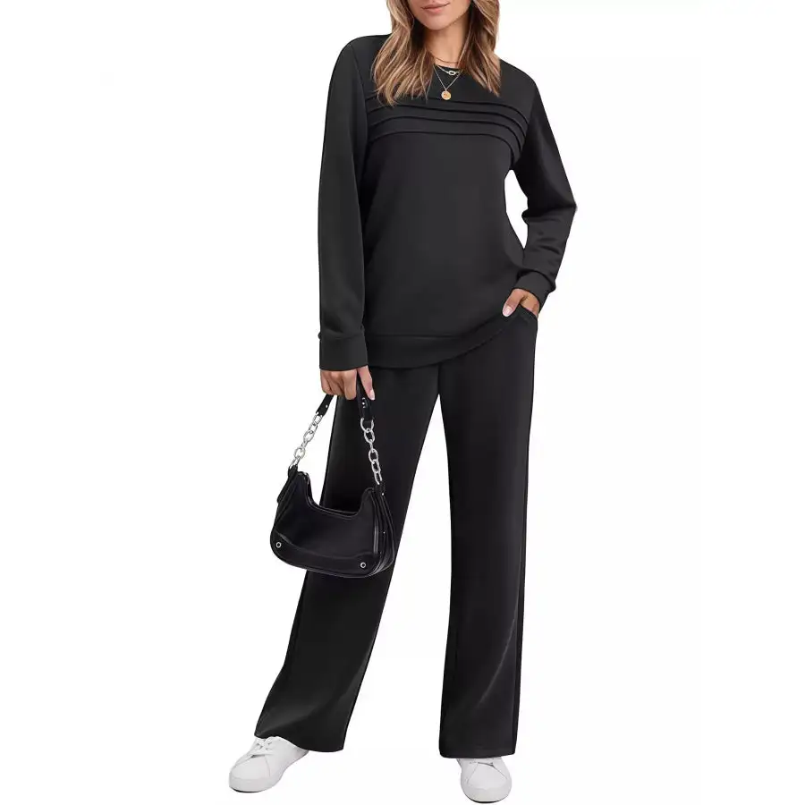 Full Size Casual Long Sleeve Top and Pants Set Plus Size