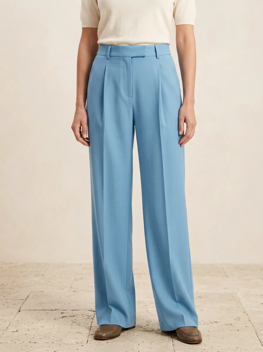 Everyday Clean Line Pleated High Rise Wide Leg Trousers