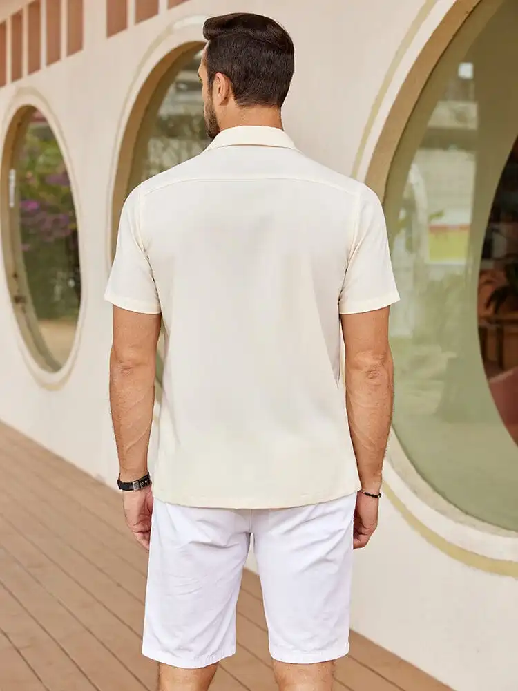 Tailored Casual Embroidered Camp Collar Shirt