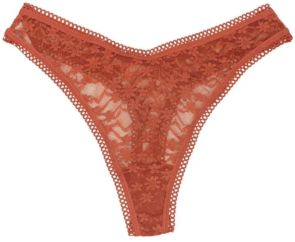 High-Leg French-Cut Picot-Trim Thong Panty