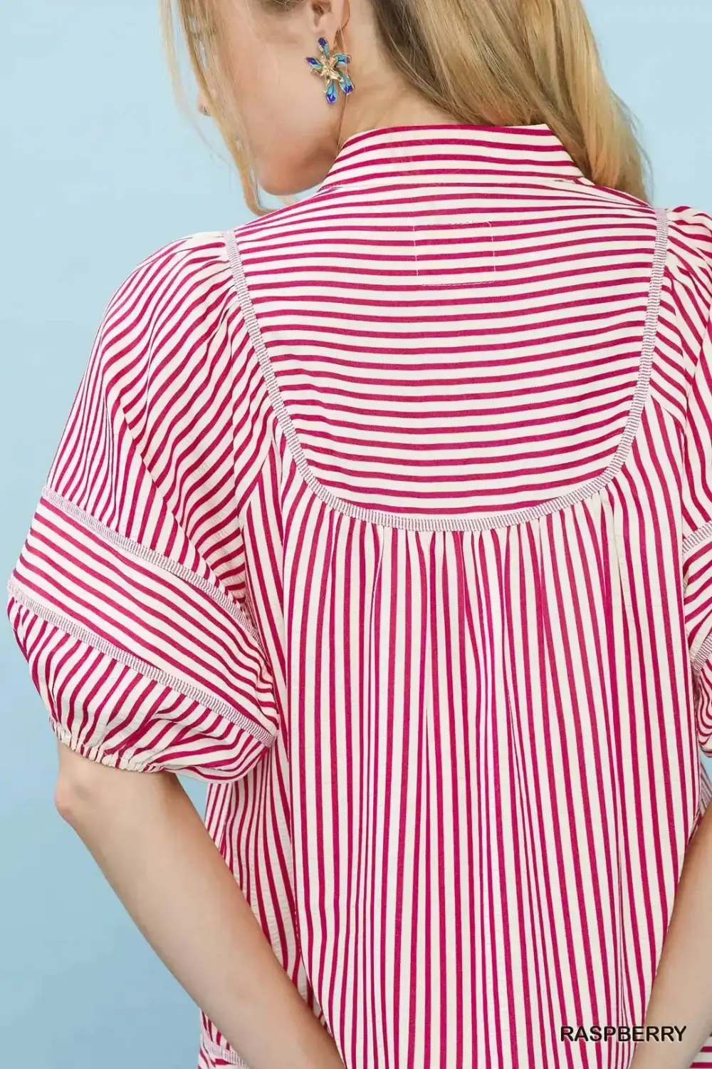 Striped Puff Sleeve Babydoll Top