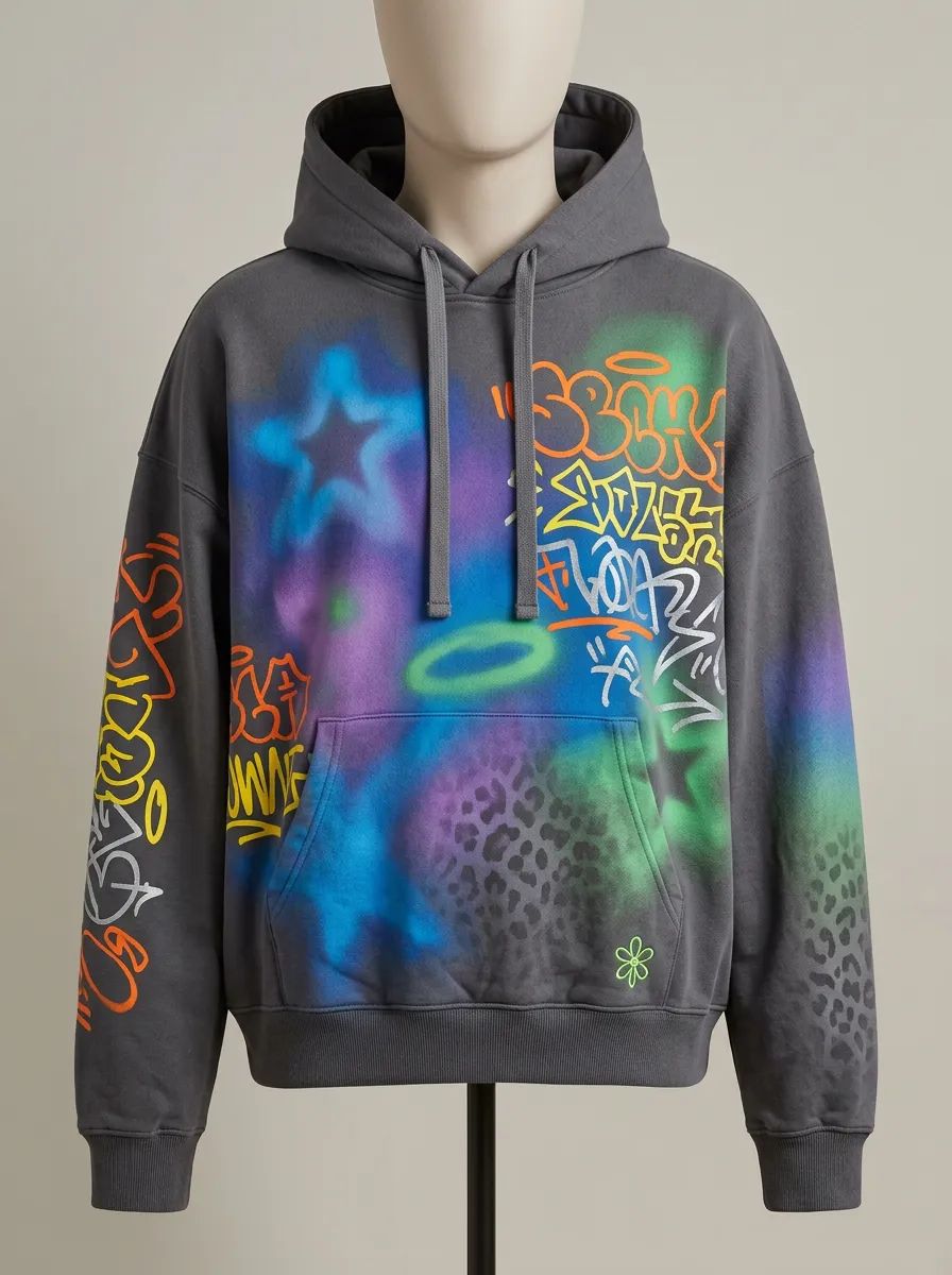 Unisex Streetwear Graffiti Star Leopard Dynamic Pattern Hoodie