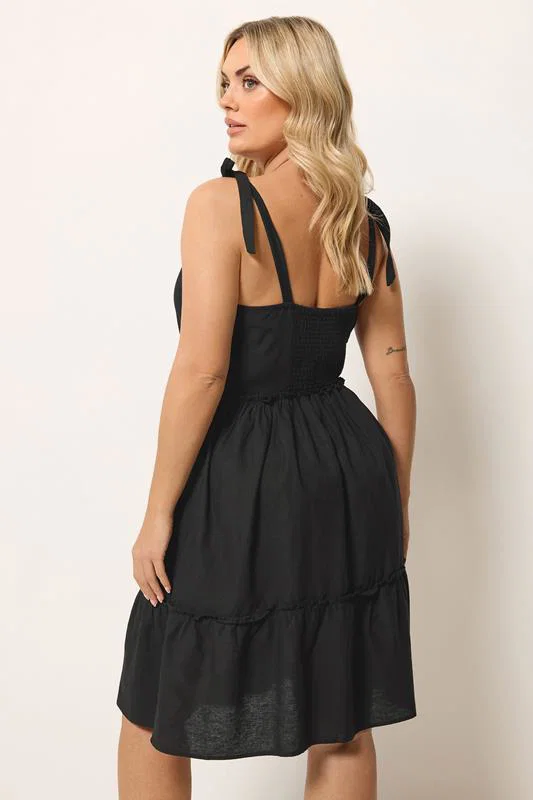 Black Linen Smock Dress detail 2