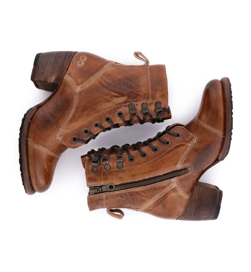 Cap-Toe Side-Zip Lace-Up Boots
