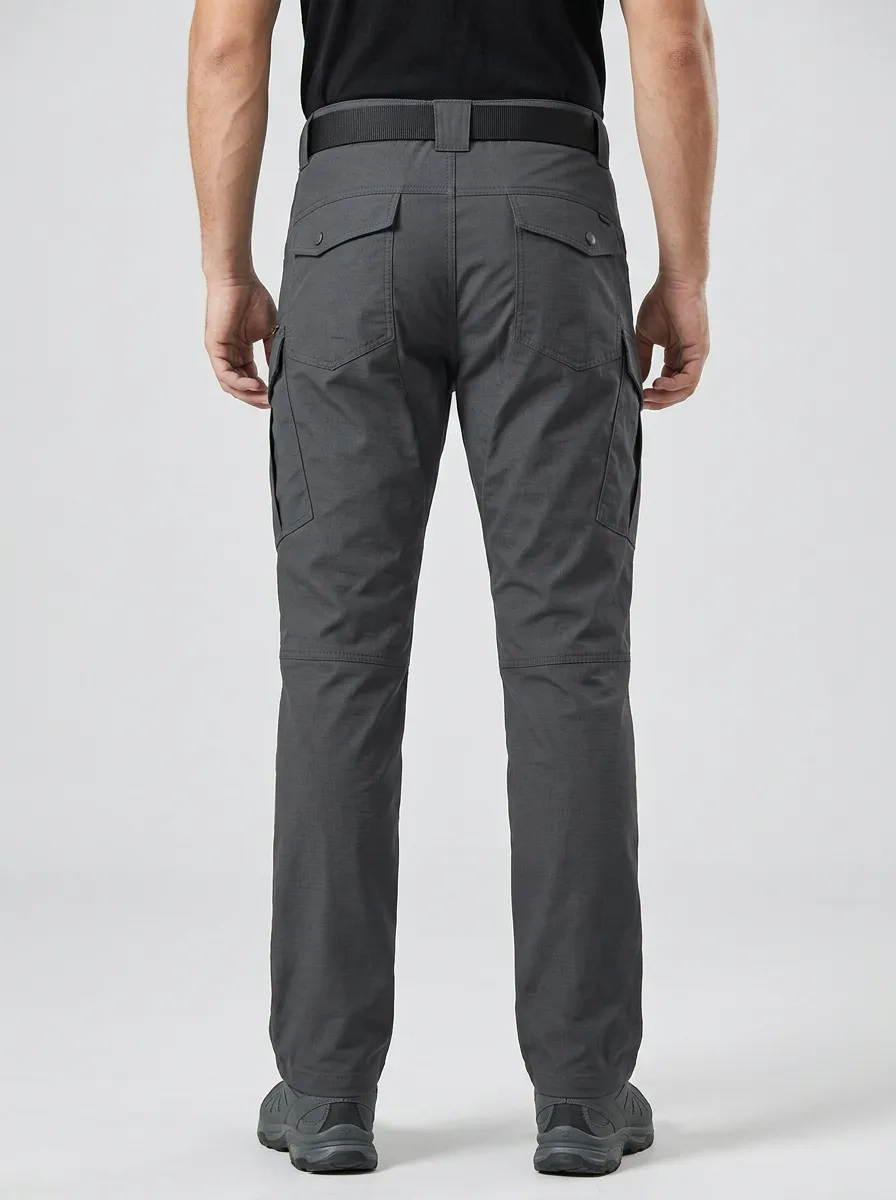 Mobility-Focused Utility Cargo Trousers with Integrated Belt Detail