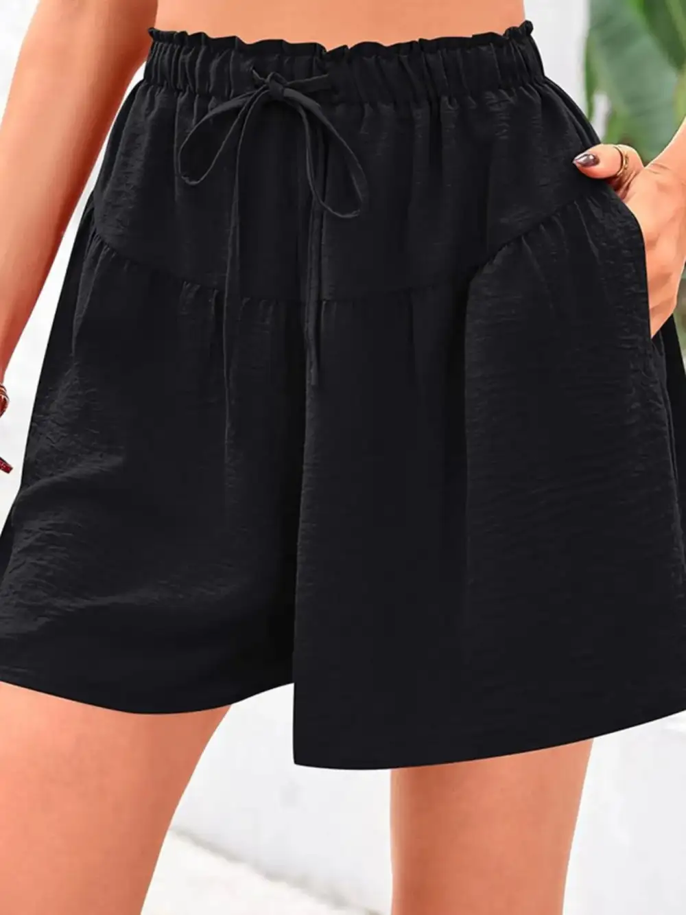 Casual Drawstring High Waist Relaxed Plus Shorts