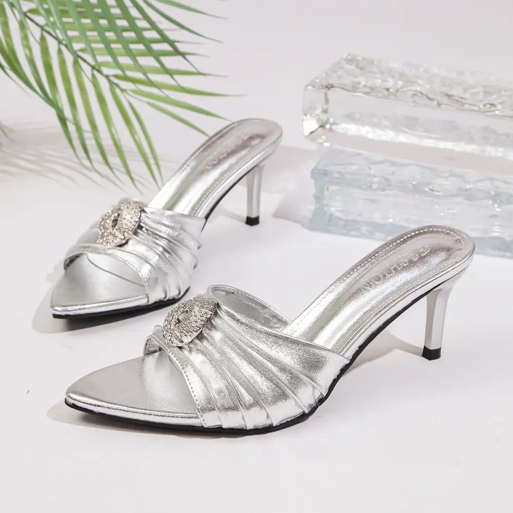 Cushioned Pointed Toe Stiletto Slide Sandals