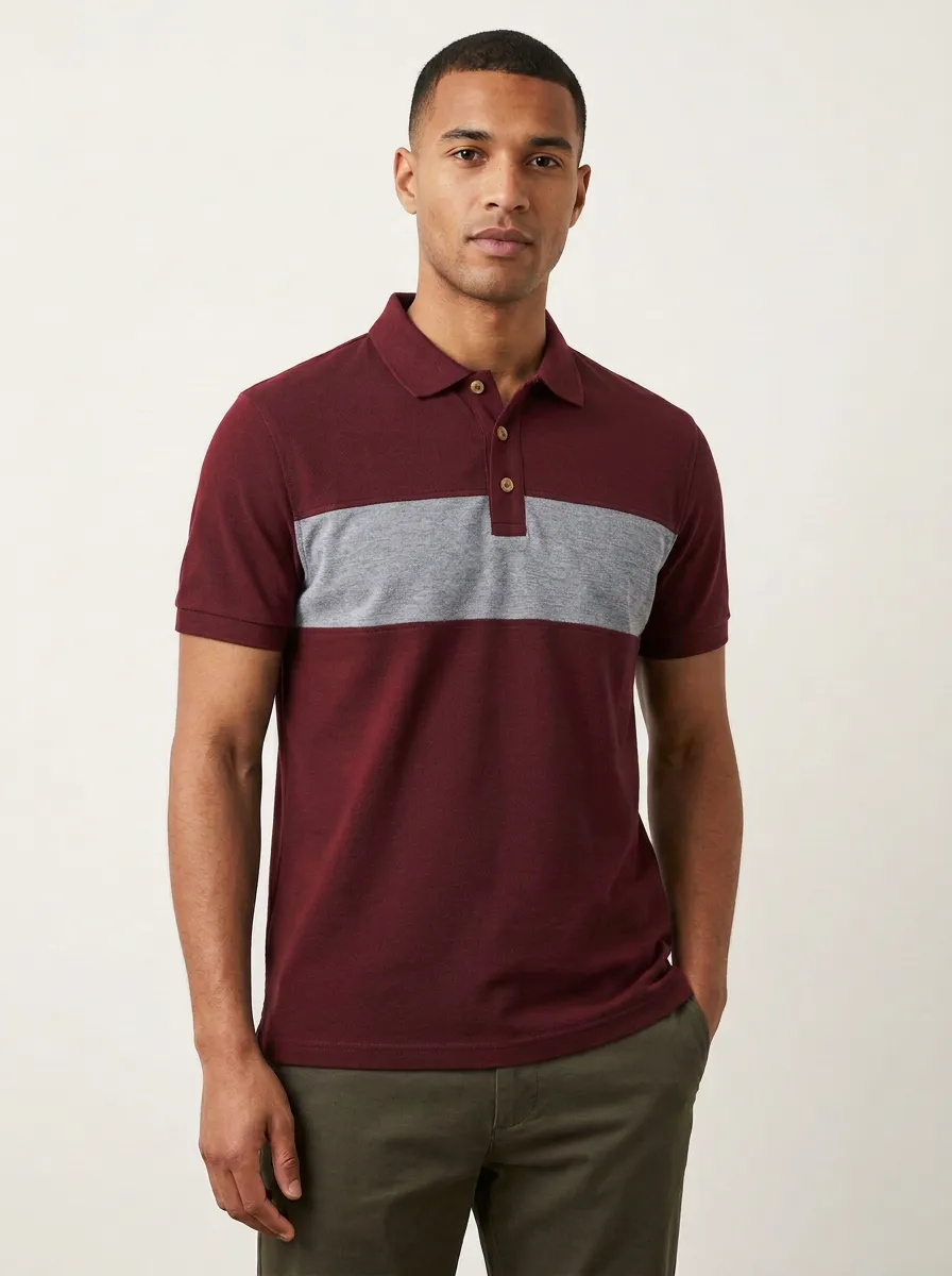 Men's Classic Smart Casual Colorblock Printed Polo Shirt
