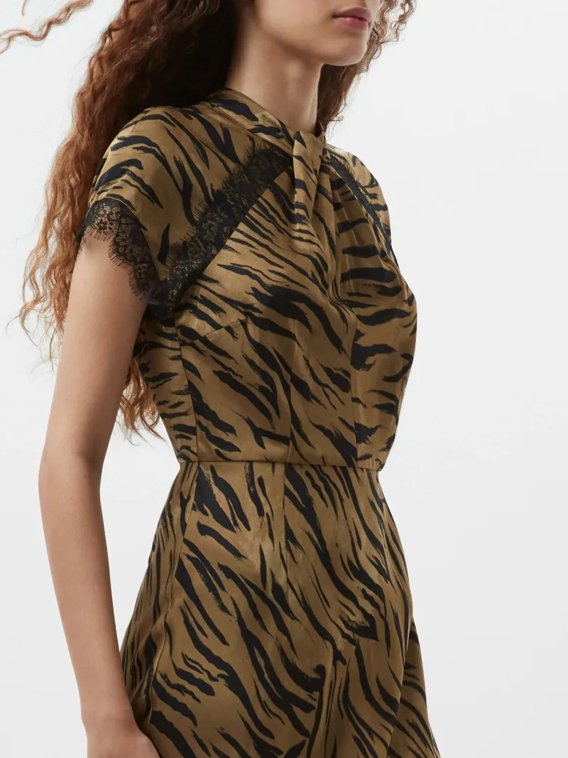 Eco-Friendly Satin Elegant Leopard Print Dress