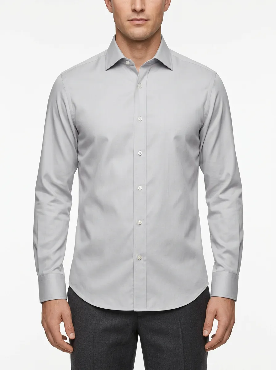Men's Classic Spread-Collar Long-Sleeve Chest-Pocket Dress Shirt