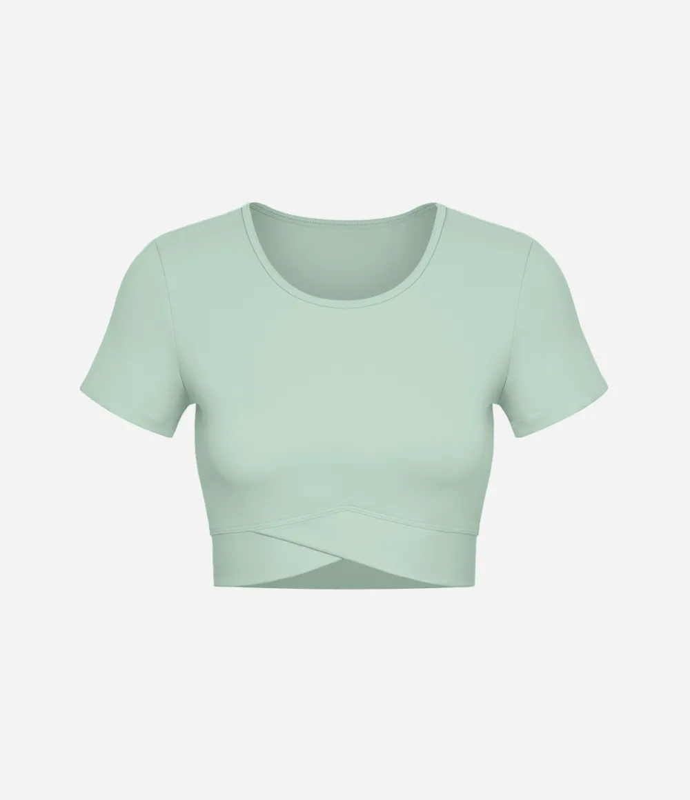 Softlyzero Plush Crossover Hem Cropped Sports Top