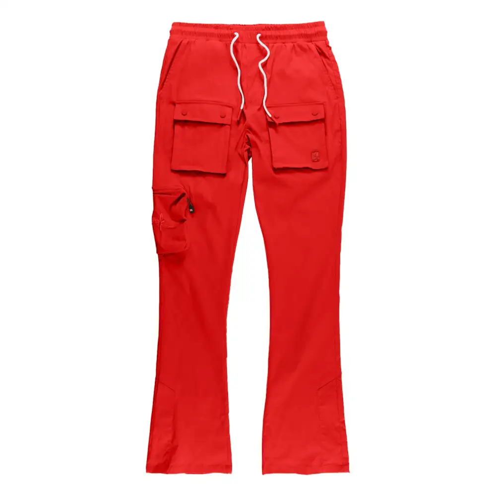 Pocketed Nylon Stacked Cargo Pants