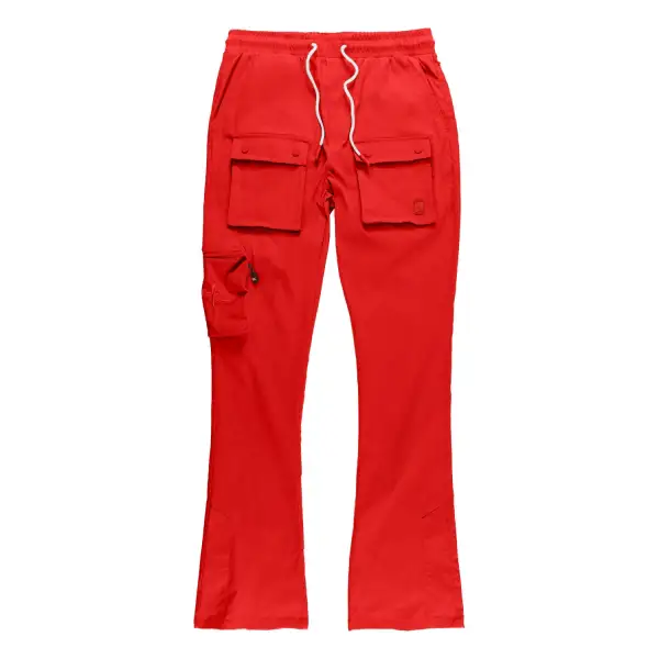 Pocketed Nylon Stacked Cargo Pants