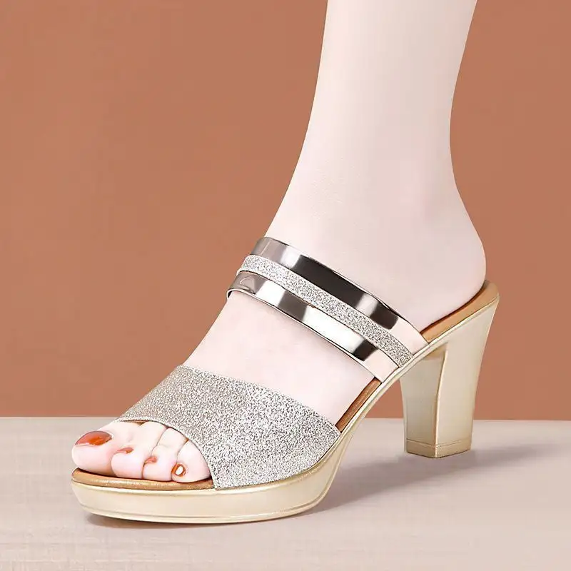 Open Toe Thick Sole Slide Sandals