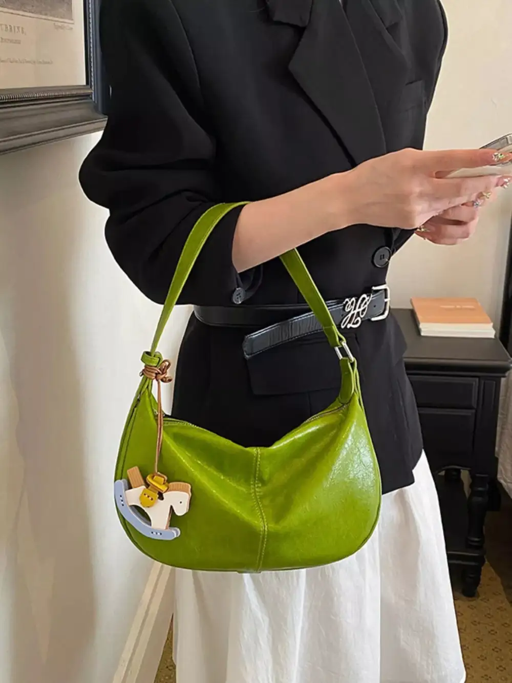 Women's Flexible Faux Leather Shoulder Bag