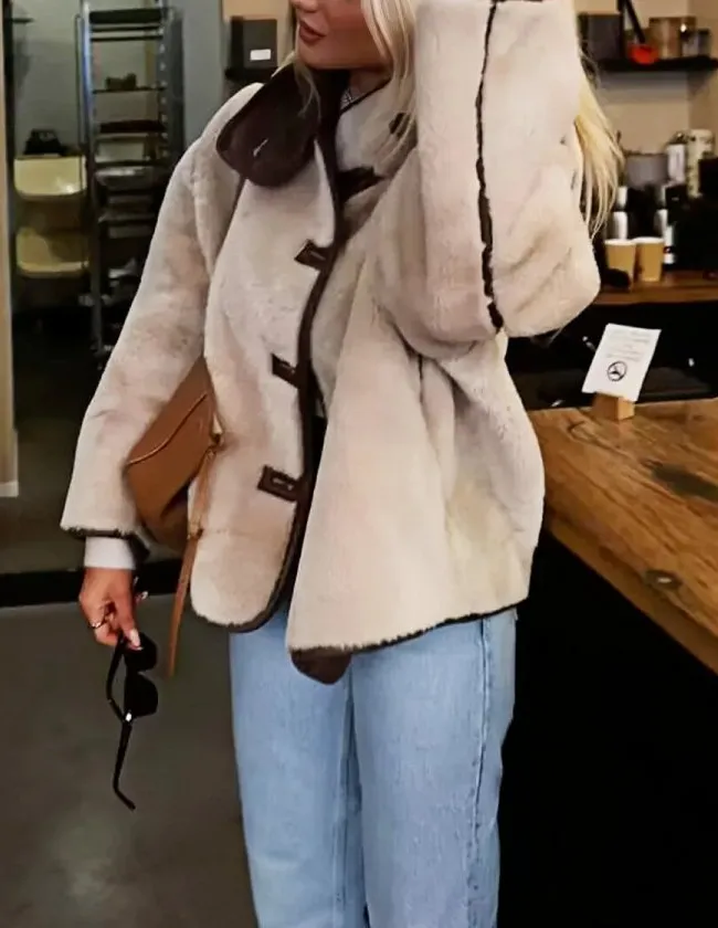 Single-Breasted Stand-Collar Relaxed Jacket