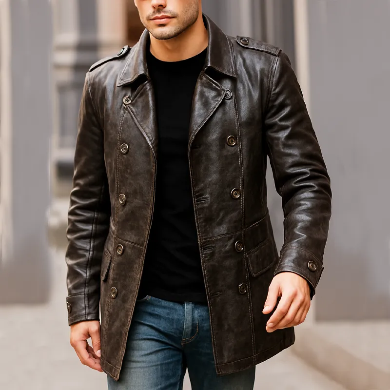 Leather Button Jacket
