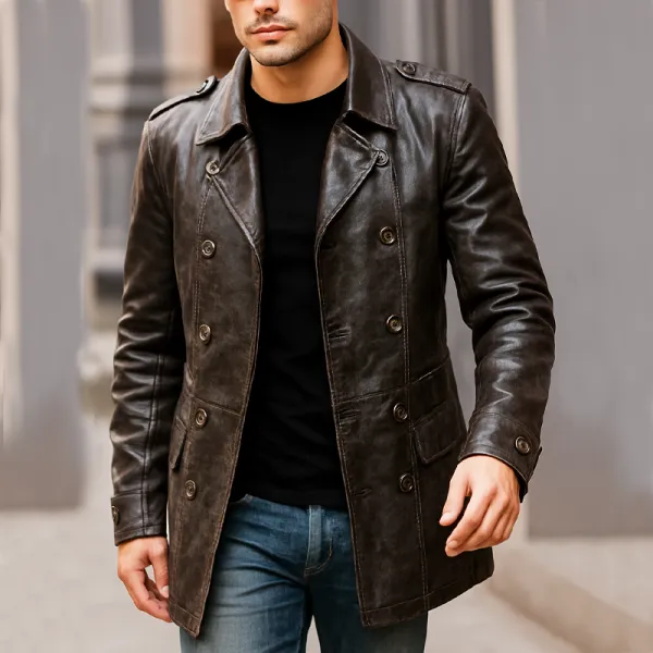 Leather Button Jacket