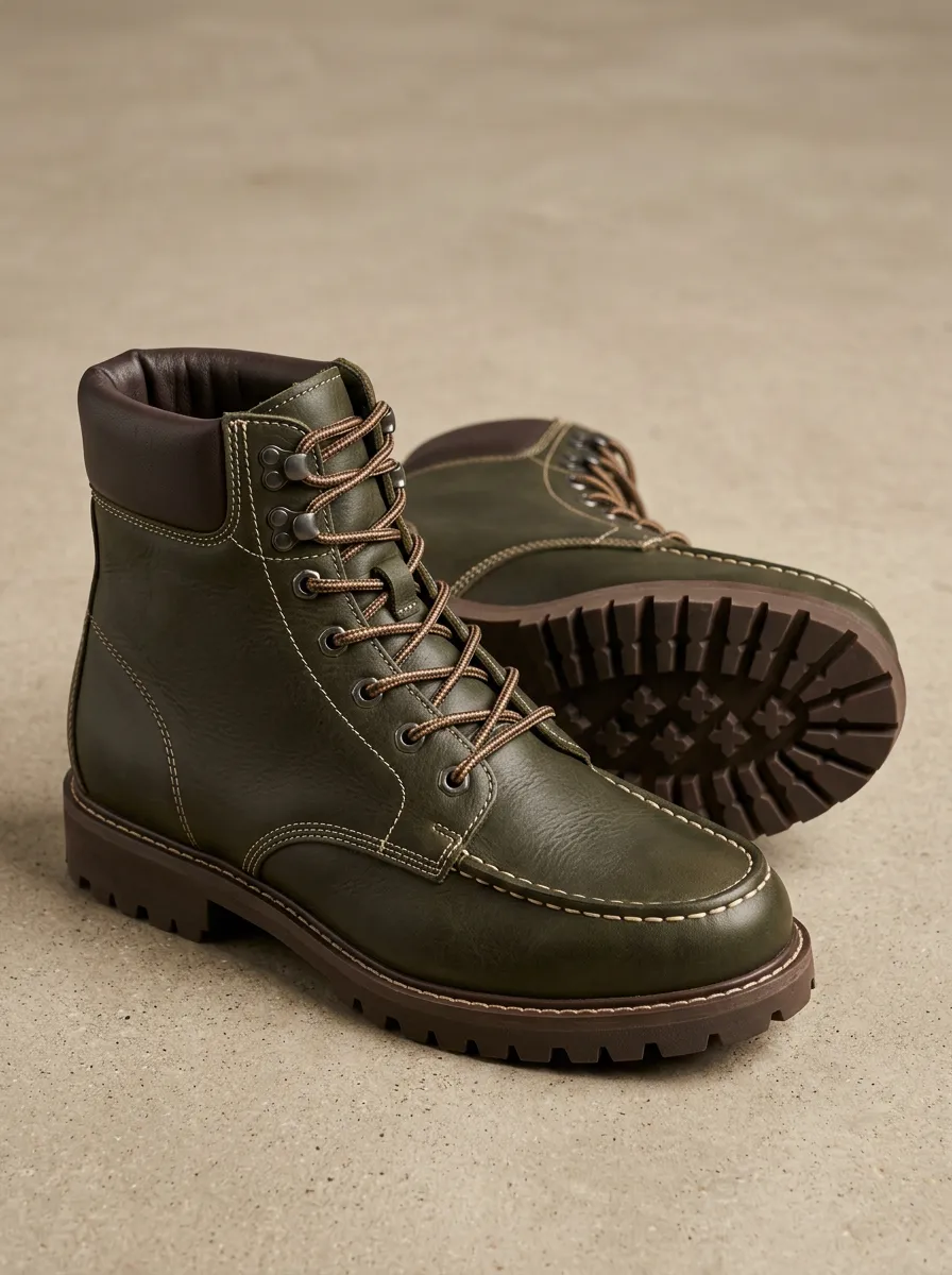 Unisex Leather Lace-Up Work Boots