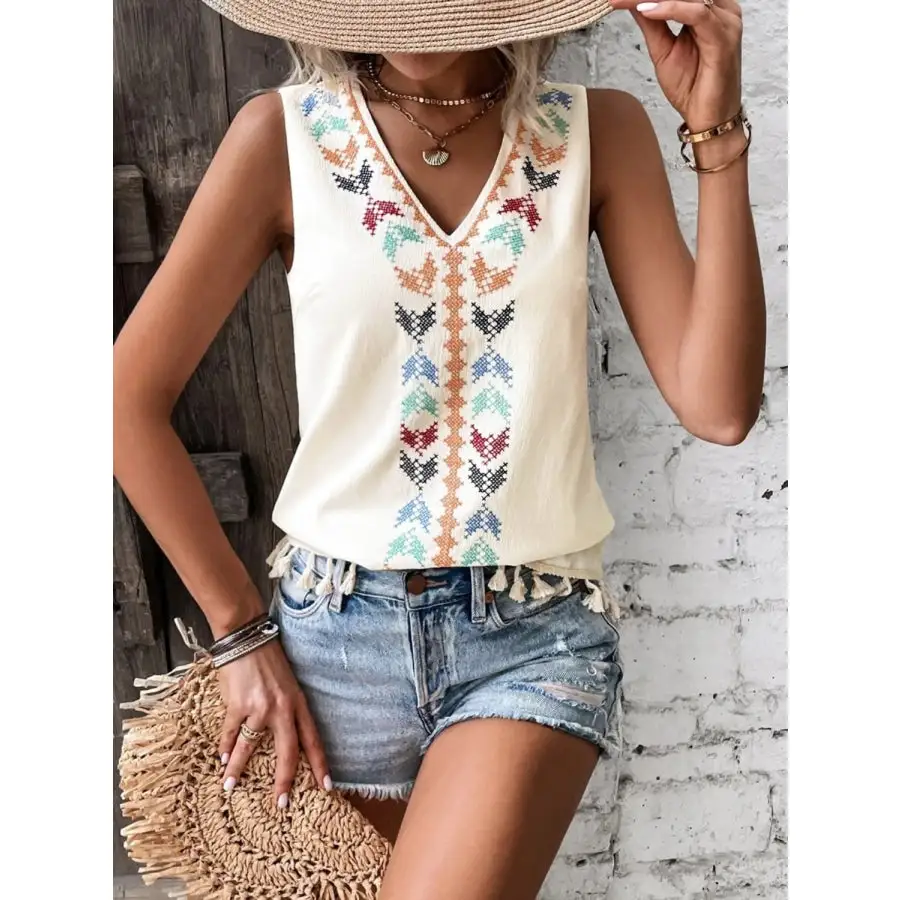 Tassel V Neck Tank