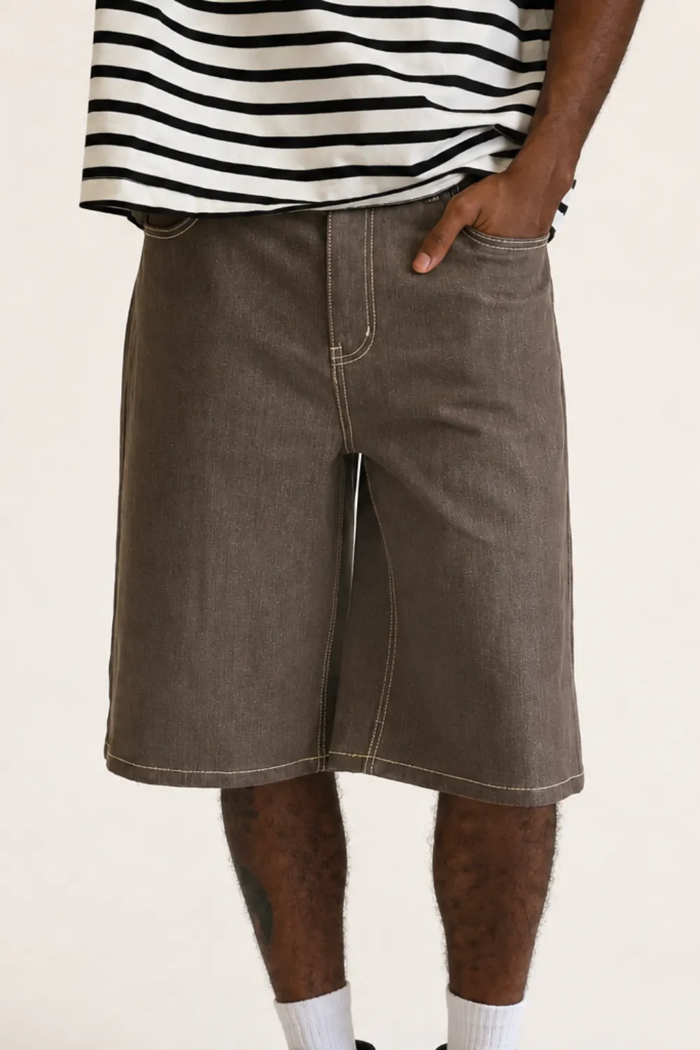 Men's Baggy Fit Raw Denim Shorts