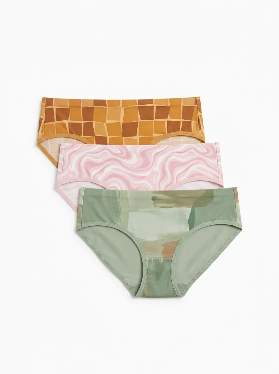 Women's Geometric Swirl Abstract Printed Three Pack Panties