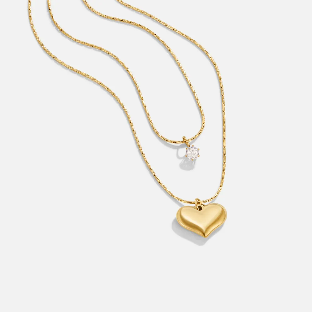 Layered Heart Pendant Necklace