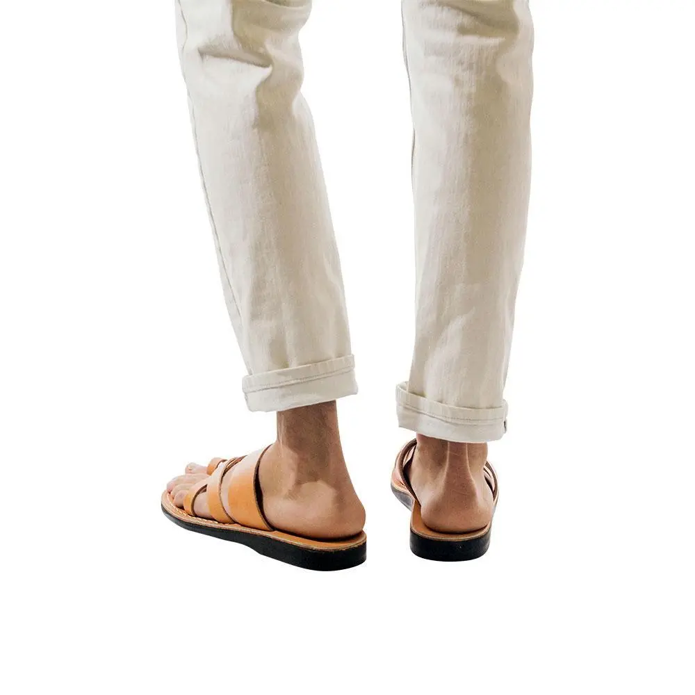 Refined Leather Toe Loop Slide Sandals