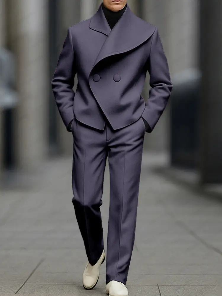 Asymmetric Woven Blazer & Pants Set