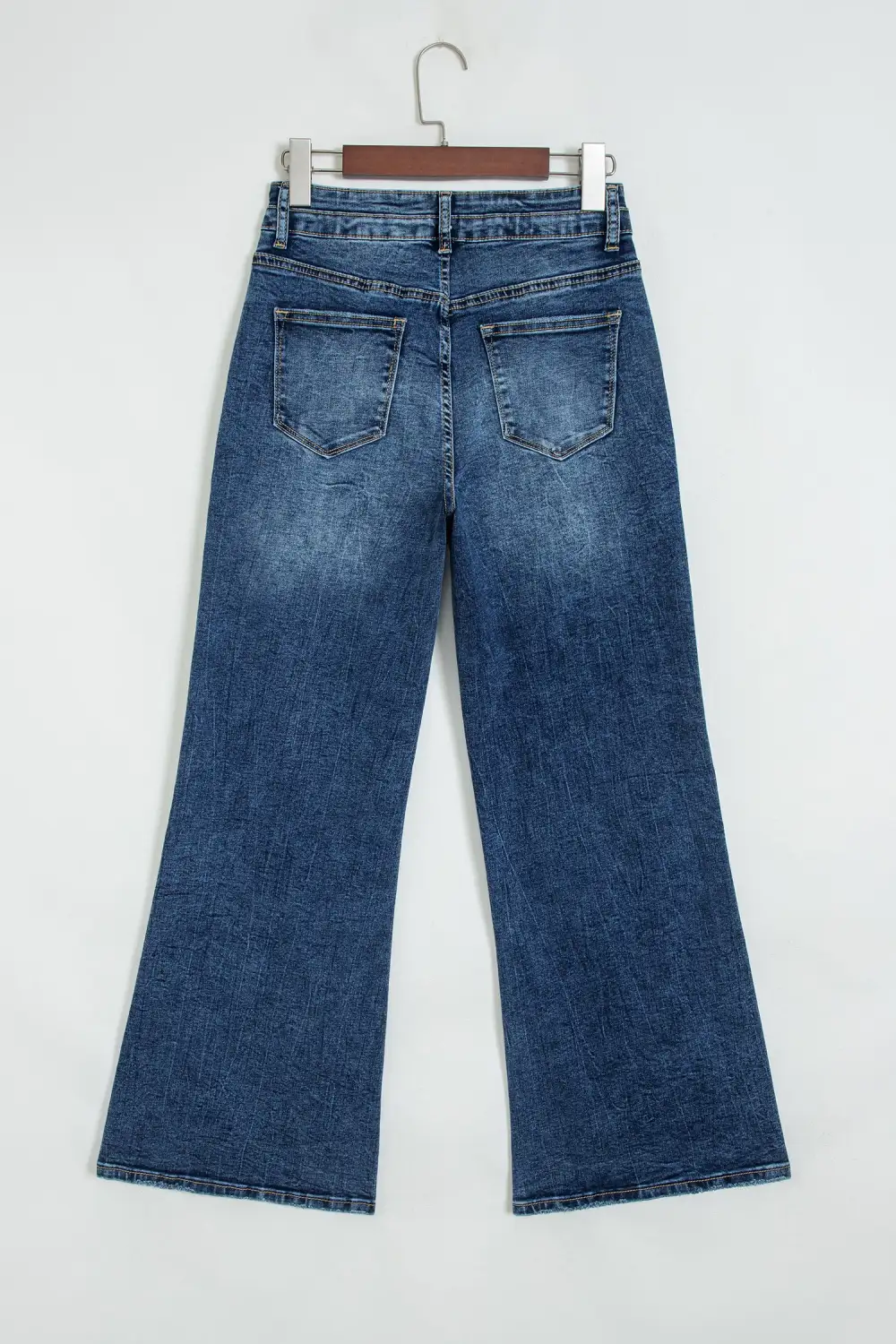 Women's Acid Wash Flare Jeans With Pocket Detail