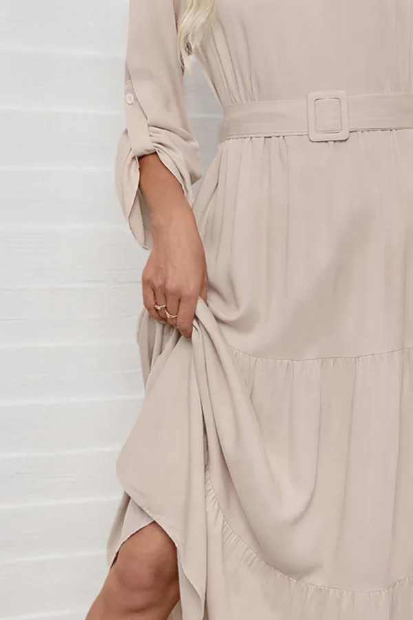Caroline Flattering Belted Midi Dress
