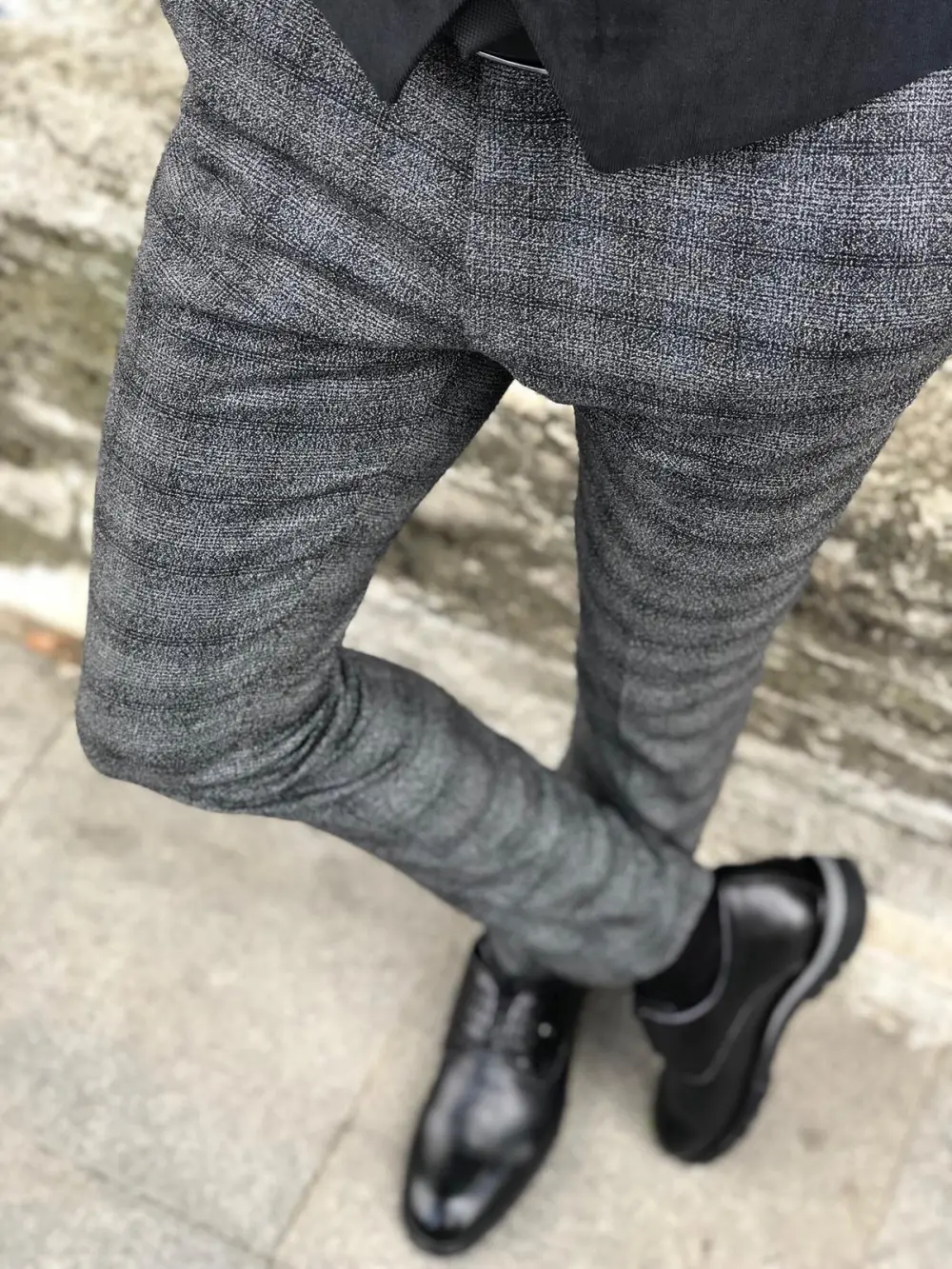 Refined Versatile Slim Fit Plaid Tailored Trousers