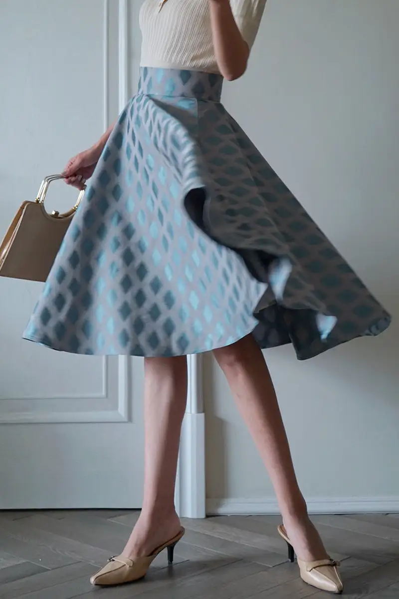 Polished Textured Everyday Casual Polyester Skirt