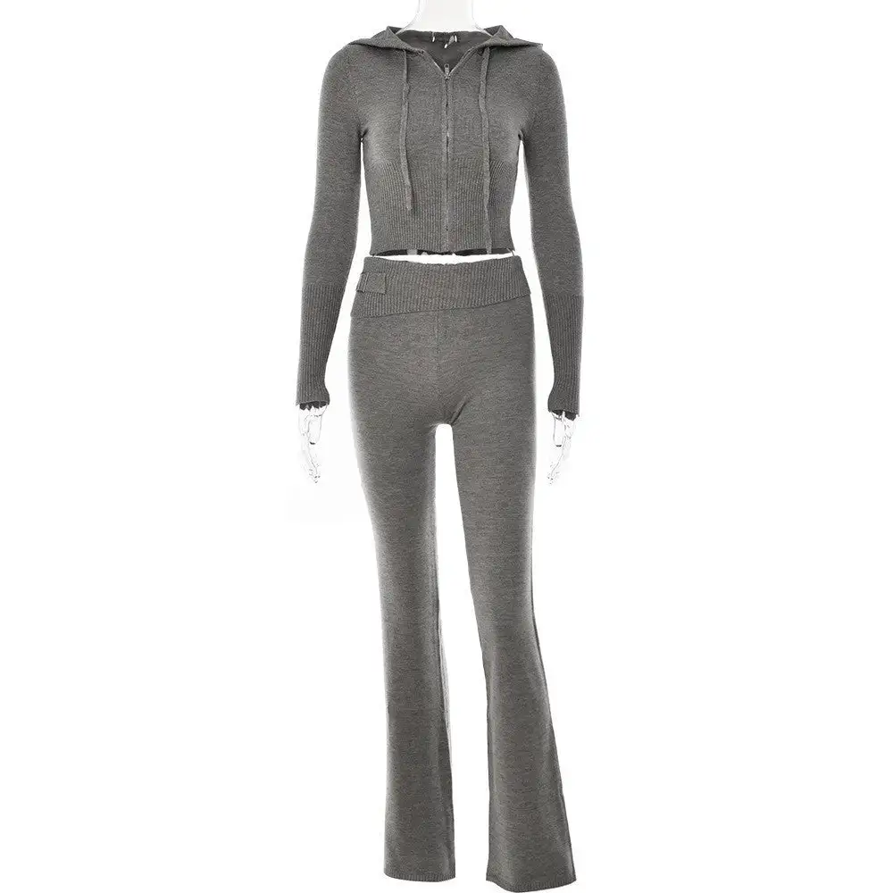 Sporty Zipper-Front Hooded High-Waist Jumpsuit