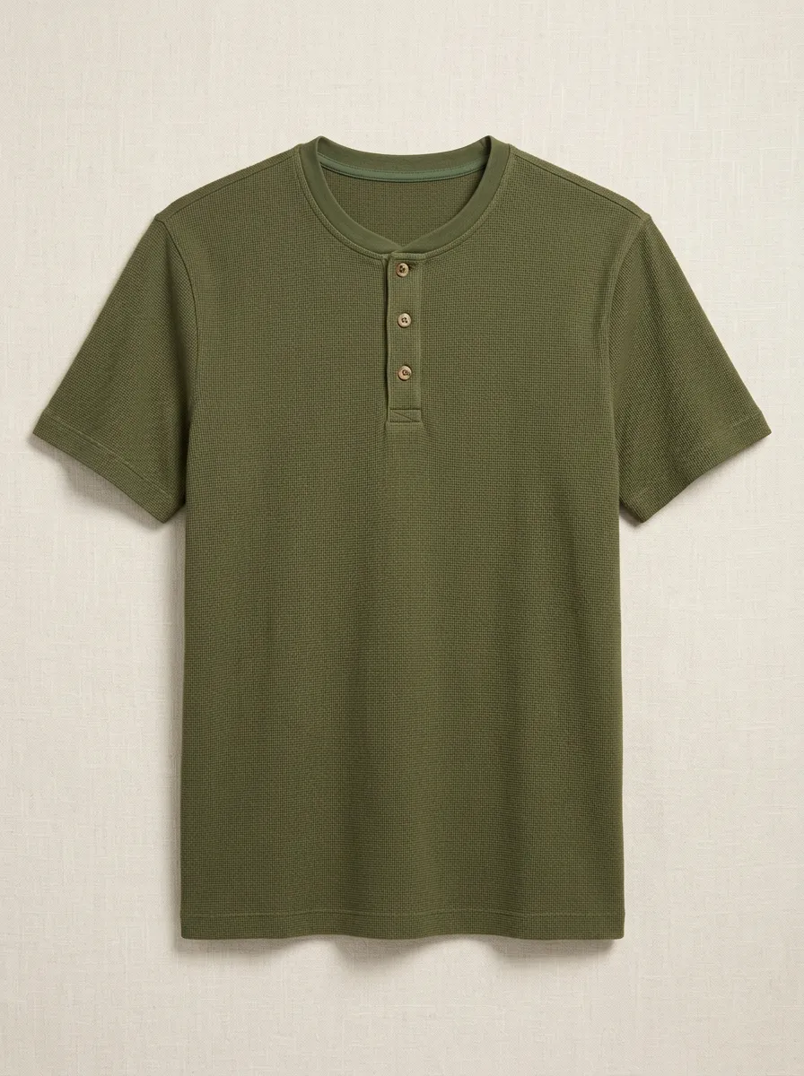 Refined Detailed Men's Short-Sleeve Henley Shirt